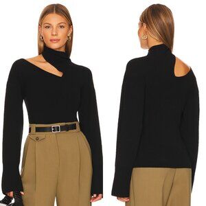 A.L.C. Black Edith Asymmetrical Cutout Turtleneck Pullover Sweater